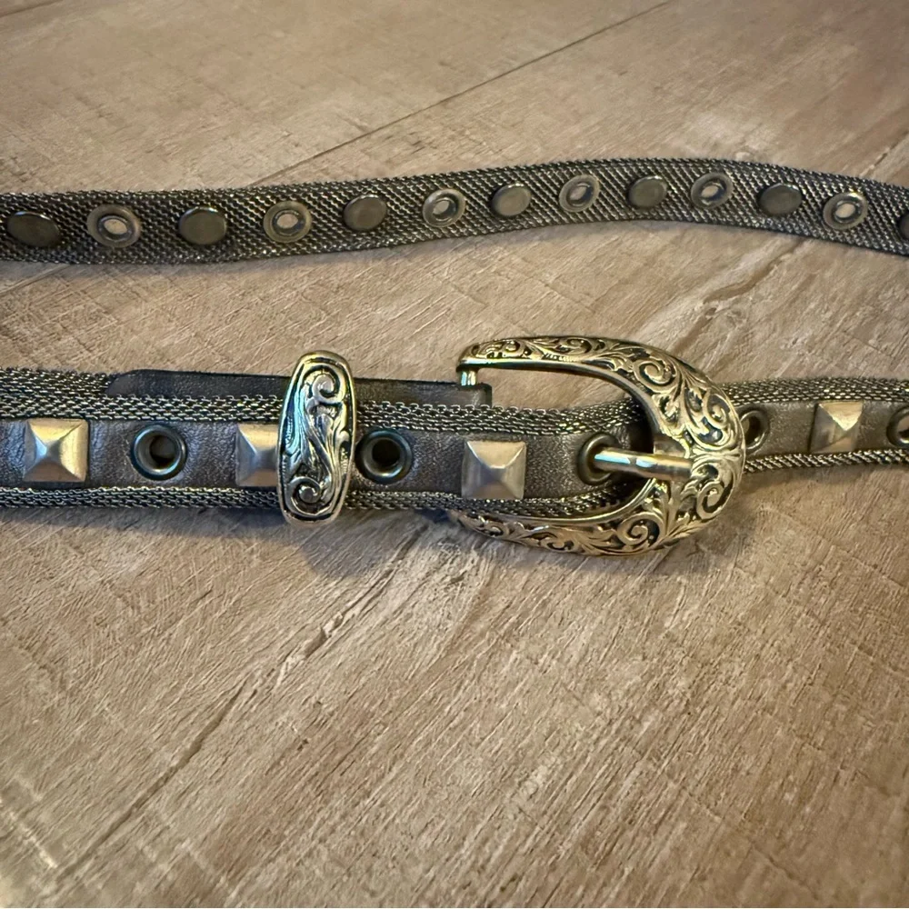 Y2k gold brass Studded Belt mesh western accents estimated small medium boho
